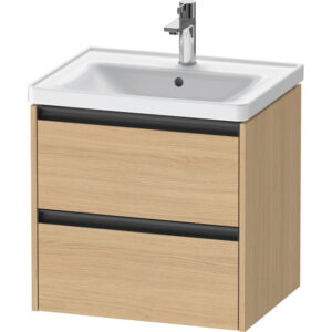 duravit ketho 2 wastafelonderkast 2 laden 58.4x45.5x54.9cm grepen antraciet natuur eiken mat sw772814