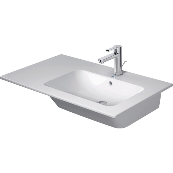 duravit me by starck meubelwastafel asymmetrisch met wastafel rechts 83x49cm 1 kraangat met overloop mat wit sw297060