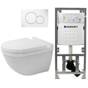 duravit starck 3 toiletset met geberit inbouwreservoir toiletzitting met saniclass softclose zitting en sigma01 bedieningsplaat wit sw791682