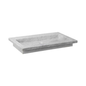 forzalaqua nova wastafel 80.5x51.5x9.5cm rechthoek 2 kraangaten natuursteen carrara gepolijst sw369784