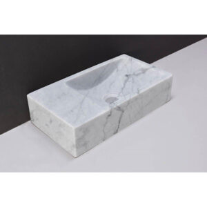 Forzalaqua Venetia fonteinbak 40x22x10cm wasbak Rechts 0 kraangaten Natuursteen Carrara gepolijst 8011300