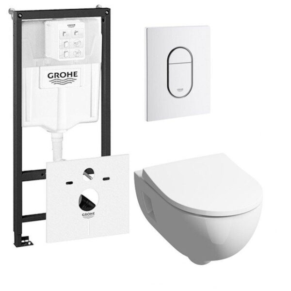 geberit 300 basic toiletset inclusief grohe inbouwreservoir en grohe arena bedieningsplaat wit sw439194