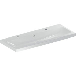 geberit icon light wastafel 120x48x16cm 1 wasbak 2 kraangaten links en rechts met overloopgat keramiek wit glans sw547010