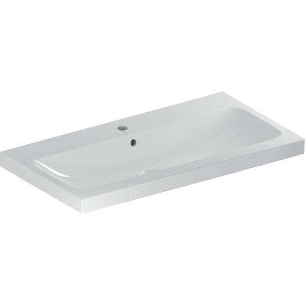 Geberit Icon Light wastafel 90x48x16cm 1 wasbak 1 kraangat Midden met overloopgat Keramiek Wit glans 501836001