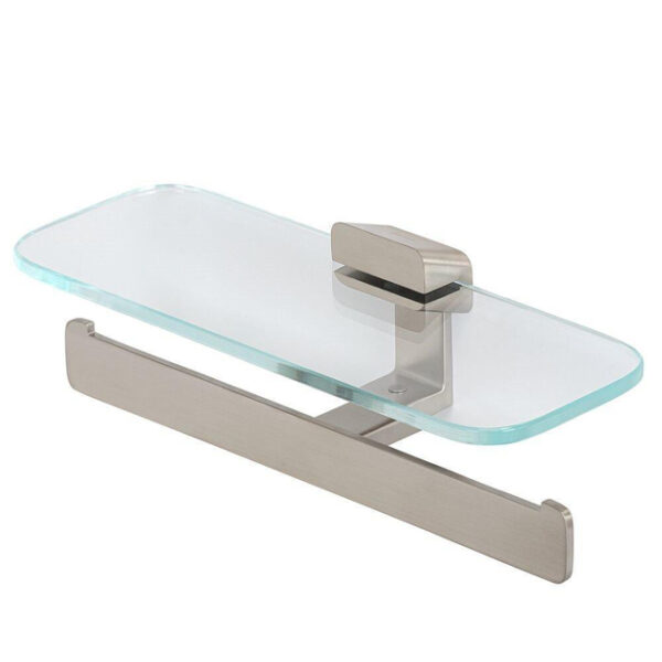 geesa shift toiletrolhouder dubbel rvs geborsteld met planchet van transparant glas sw641397