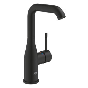 Grohe Essence New 1-gats wastafelkraan l-size m. gladde body voorsprong 12.7cm phantom black 24177KF1