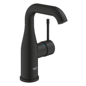 grohe essence new 1 gats wastafelkraan m size m. gladde body voorsprong 11.4cm phantom black sw901443