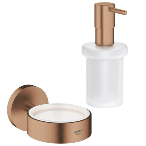 grohe essentials zeepdispenser glas met houder brushed warm sunset sw788020