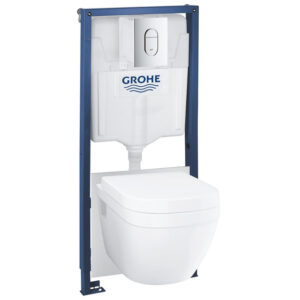 GROHE Euro Ceramic toiletset - Rapid SL inbouwreservoir - spoelrandloos - softclose zitting - bedieningsplaat chroom - glans wit 39702000