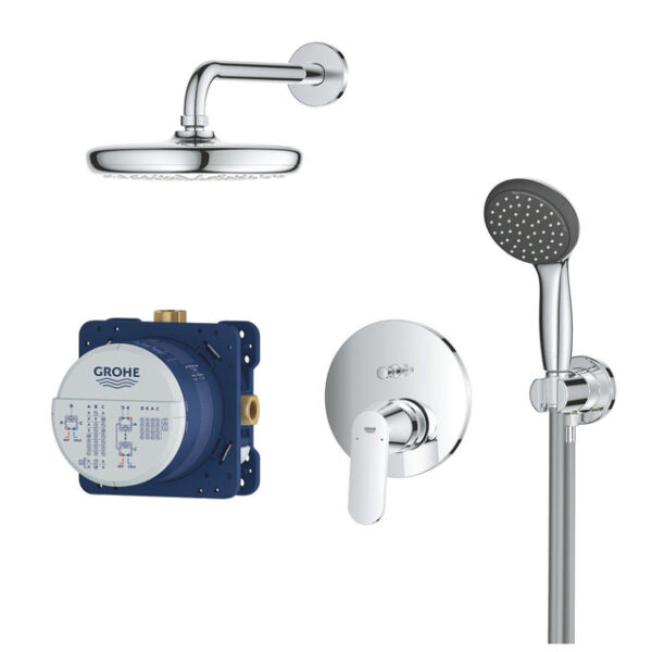 GROHE Get Regendoucheset opbouw - hoofddouche 21cm - handdouche rond -inclusief inbouwbox - chroom 25220001