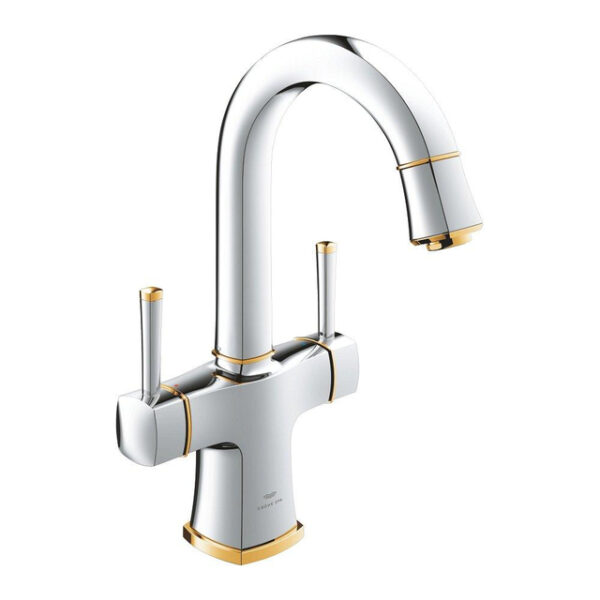 Grohe Grandera 2-greeps wastafelmengkraan hoog chroom/goud 20666ig0