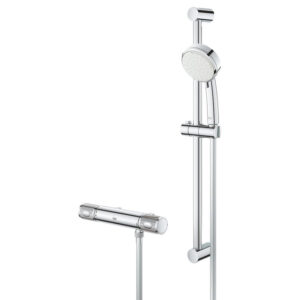 grohe grohtherm 1000 performance renovatieset thermostatisch zonder koppelingen hoh 12cm met glijstang 60cm en hoofddouche 2 standen chroom sw444143