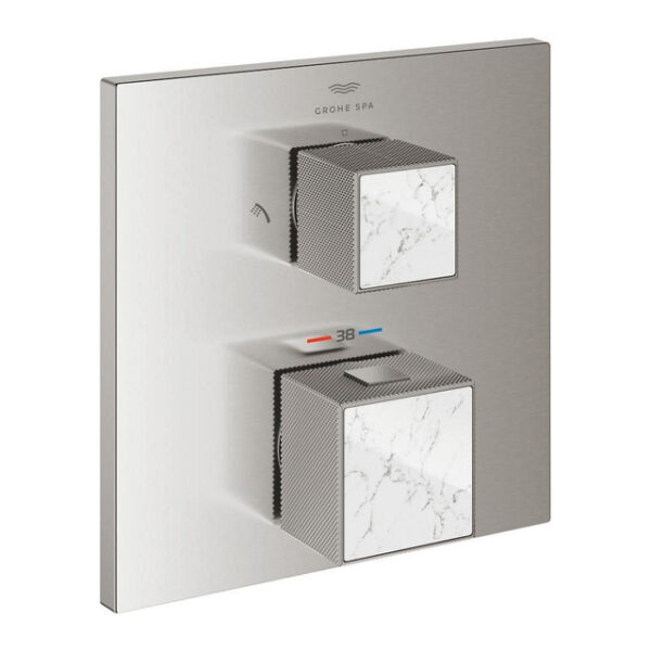 Grohe Grohtherm cube afdekset thermostaat m/omstel white s.steel 24429DC0