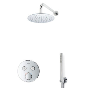 grohe grohtherm regendoucheset inbouw hoofddouche 20 cm 2 functies handdouche staaf 1 stand wandarm chroom sw811909