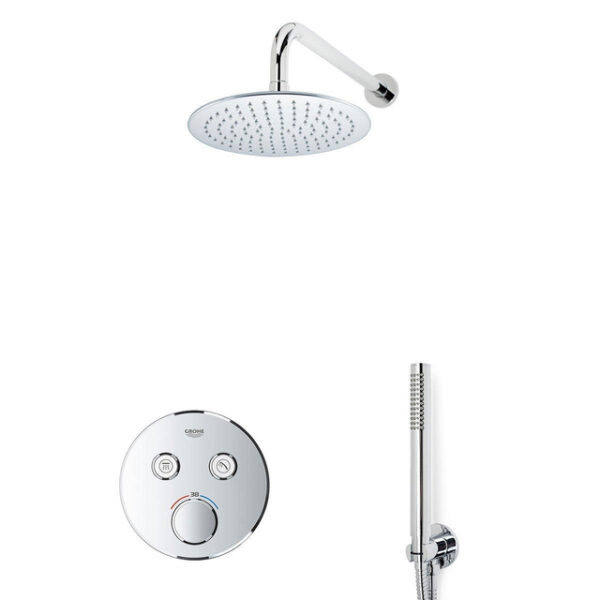 grohe grohtherm regendoucheset inbouw hoofddouche 20 cm 2 functies handdouche staaf 1 stand wandarm chroom sw811909