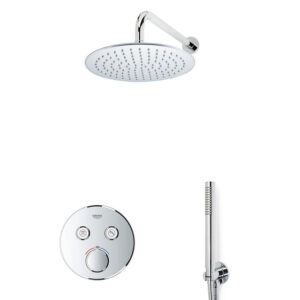 grohe grohtherm regendoucheset inbouw hoofddouche 25 cm 2 functies handdouche staaf 1 stand wandarm chroom sw804534