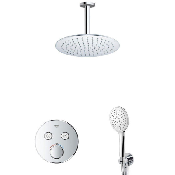 GROHE Grohtherm Regendoucheset Inbouw - hoofddouche 25cm - handdouche rond - plafondarm - chroom sw105953 SW104917  SW720552 SW377830 SW542643 SW49