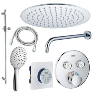 grohe grohtherm regendoucheset opbouw hoofddouche 20 cm handdouche rond wandarm glijstang 90 cm chroom sw811913