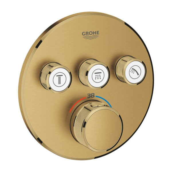 GROHE Grohtherm SmartControl inbouwkraan thermostatisch met omstel voor 3 functies rond cool sunrise geborsteld 29121GN0