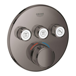 grohe grohtherm smartcontrol inbouwkraan thermostatisch met omstel voor 3 functies rond hard graphite sw354633