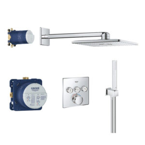 grohe grohtherm smartcontrol regendoucheset inbouw hoofddouche vierkant 31cm handdouche staaf wandarm chroom sw546728