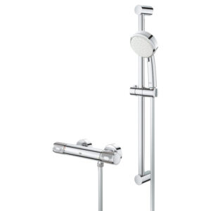 GROHE Grohtherm thermostatische opbouw douchemengkraan met glijstang en regendouche chroom 34834000