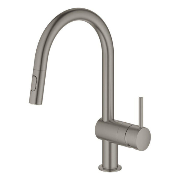 GROHE Minta Keukenkraan - hoog - draaibare/uittrekbare c uitloop - 2 straalsoorten - hard graphite geborsteld 32321AL2