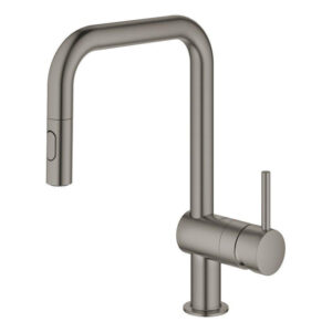 GROHE Minta Keukenkraan - hoog - draaibare/uittrekbare u uitloop - 2 straalsoorten - hard graphite geborsteld 32322AL2