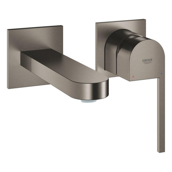 grohe plus waterbesparende wandkraan m size met sprong 14.7cm brushed hard graphite sw444228