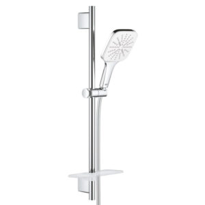 grohe quickfix vitalio glijstangset met zeepschaal en 3 standen vierkante handdouche chroom sw705165