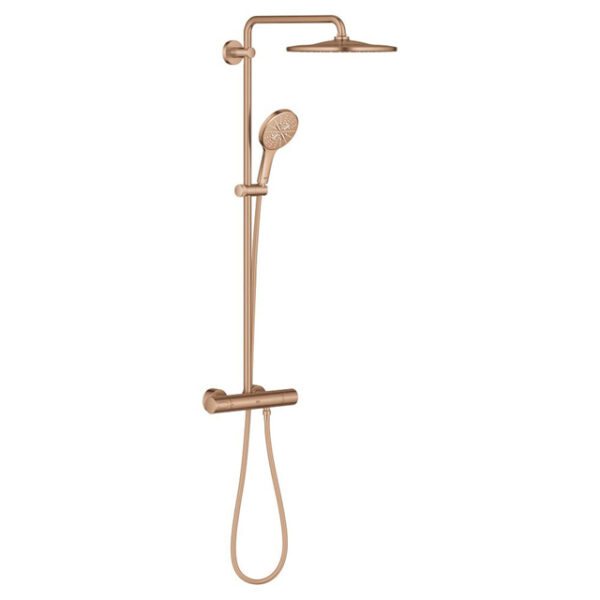 Grohe Rainshower SmartActive 310 douchesysteem mono rond m. douchekraan thermostatisch m. aquadimmer HOH=15cm m. hoofddouche Ø31cm en handdouche Ø13cm brushed warm sunset 26836DL0