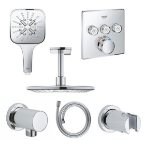 grohe rainshower smartactive regendoucheset opbouw hoofddouche vierkant 31cm handdouche vierkant plafondarm inbouwbox chroom sw762047