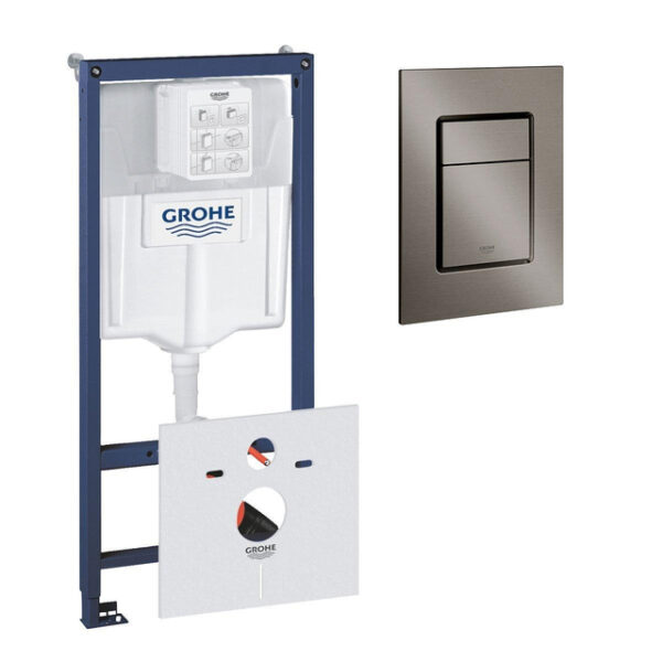 GROHE Rapid SL inbouwreservoir inclusief GROHE Skate cosmopolitan bedieningsplaat Geborsteld Hard Graphite 0729205/sw107647/sw242311/