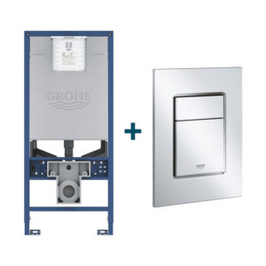 GROHE Rapid SLX Inbouwreservoir - frame netspanning - douchewc aansluiting - GROHE Skate cosmopolitan bedieningsplaat - Chroom sw107663/sw405420