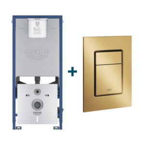 GROHE Rapid SLX inbouwreservoir met 3-in-1 set frame inclusief GROHE Skate cosmopolitan bedieningsplaat Geborsteld Cool Sunrise sw242307/sw336183