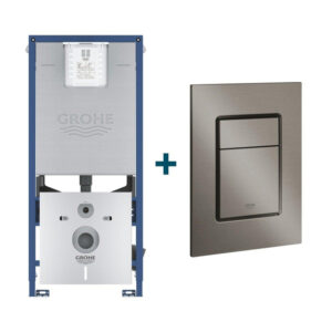 GROHE Rapid SLX inbouwreservoir met 3-in-1 set frame inclusief GROHE Skate cosmopolitan bedieningsplaat Geborsteld Hard Graphite sw242311/sw336183