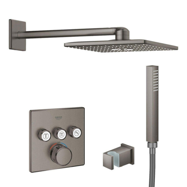 GROHE Smartcontrol Regendoucheset Inbouw - inbouwboxen - hoofddouche vierkant - staafhanddouche - geborsteld hard graphite SW105953 SW108085 SW484621 SW439023 SW438942 SW439