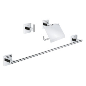 Grohe Start Cube accessoiresset 3-in-1 - closetrolhouder met klep - handdoekhaak - handdoekhouder 60cm - chroom 41124000