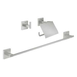 Grohe Start Cube accessoiresset 3-in-1 - closetrolhouder met klep - handdoekhaak - handdoekhouder 60cm - supersteel 41124DC0