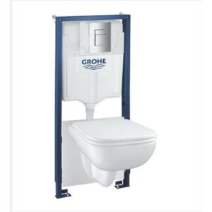 grohe start edge wc element m. gd 2 reservoir en dualflush bedieningsplaat wandcloset diepspoel h113cm m. zitting m. deksel en softclose blauw wit sw878131