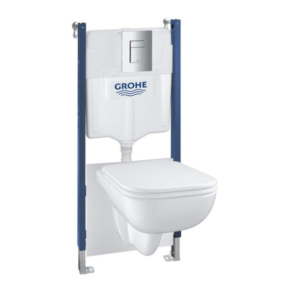 Grohe Start Edge wc-element pack incl. bedieningsplaat even en wandcloset diepspoel m. zitting m. deksel en softclose blauw/wit 39816000