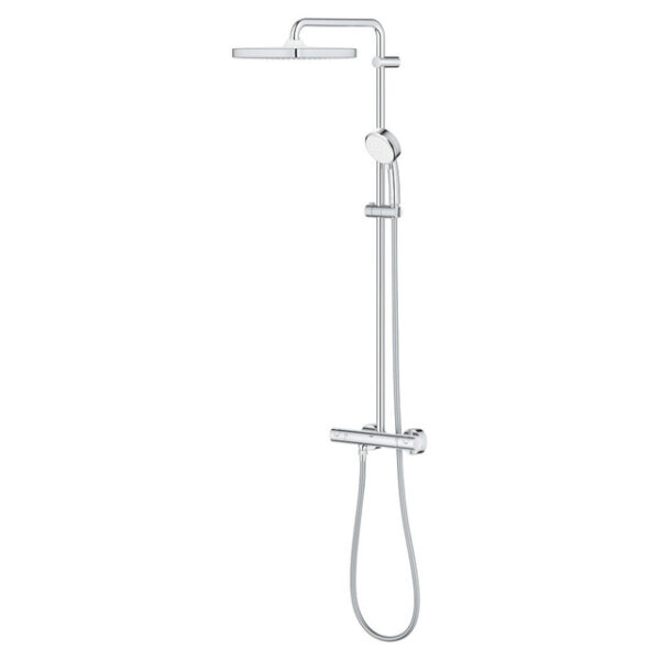 GROHE Tempesta Cosmopolitan Cube Regendoucheset opbouw - hoofddouche 25cm - handdouche rond - thermostaatkraan - chroom 26689000