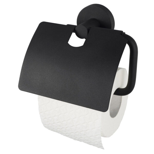 haceka kosmos toiletrolhouder met klep mat zwart sw654023