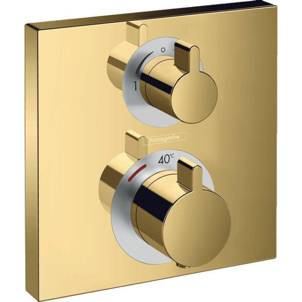 hansgrohe ecostat square afbouwdeel v. inbouw thermostaat m. stop en omstelkraan polished gold sw358649