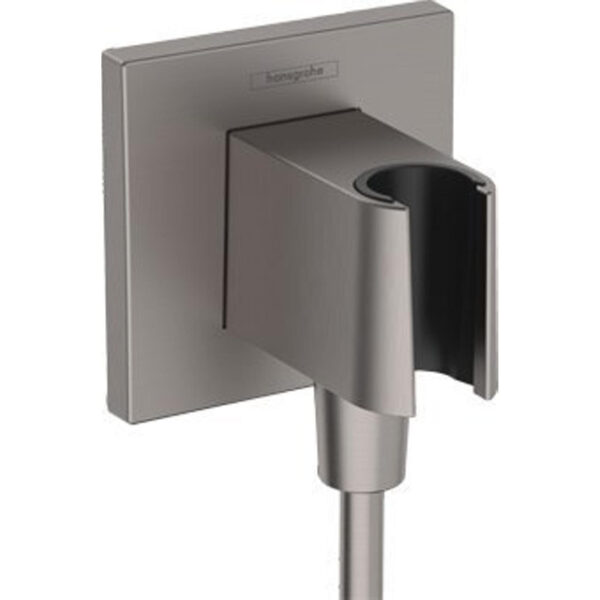 Hansgrohe FixFit E muuraansluitbocht m. handdouchehouder vierkant brushed black chrome 26889340