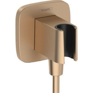 Hansgrohe FixFit Q muuraansluitbocht m. handdouchehouder vierkant m. afgeronde hoeken brushed bronze 26887140