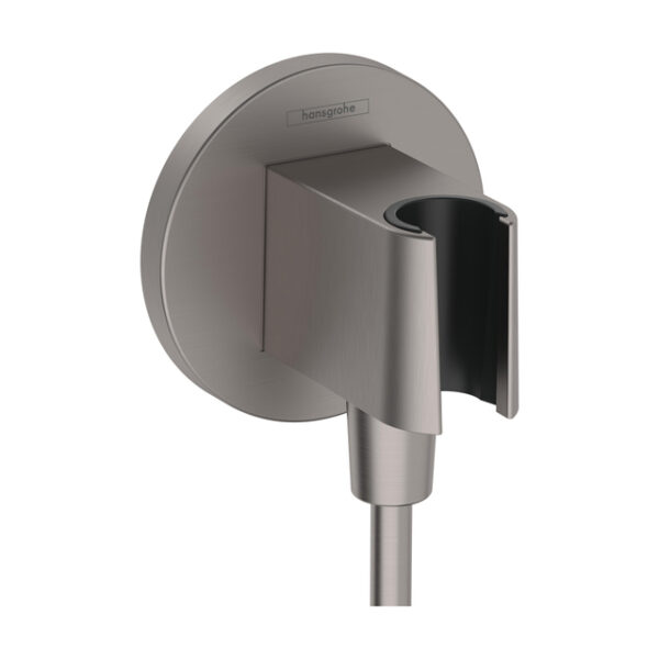 hansgrohe fixfit s muuraansluitbocht m. handdouchehouder rond brushed black chrome sw773882