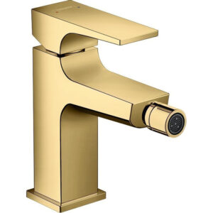 Hansgrohe Metropol 1-gats bidetkraan 100 met push open waste met voorsprong uitloop 12.9cm polished gold 32520990