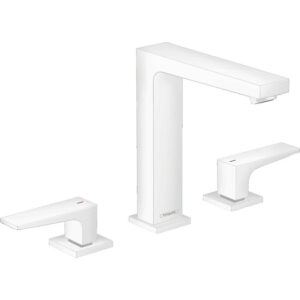 Hansgrohe Metropol wastafelkraan 160 met push open waste met voorsprong vaste uitloop 15.2cm mat wit 32515700