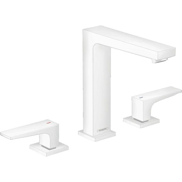 Hansgrohe Metropol wastafelkraan 160 met push open waste met voorsprong vaste uitloop 15.2cm mat wit 32515700